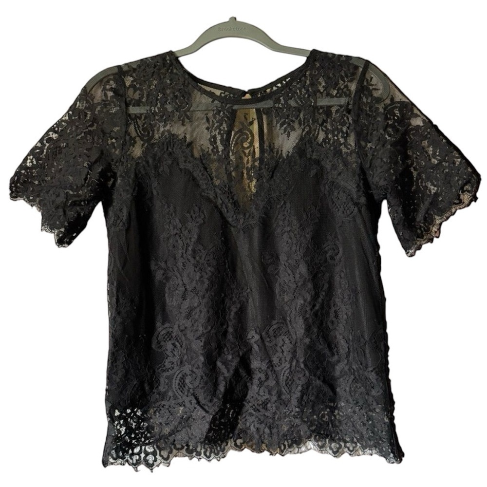 LULUS women’s black pure genius sheer lace top